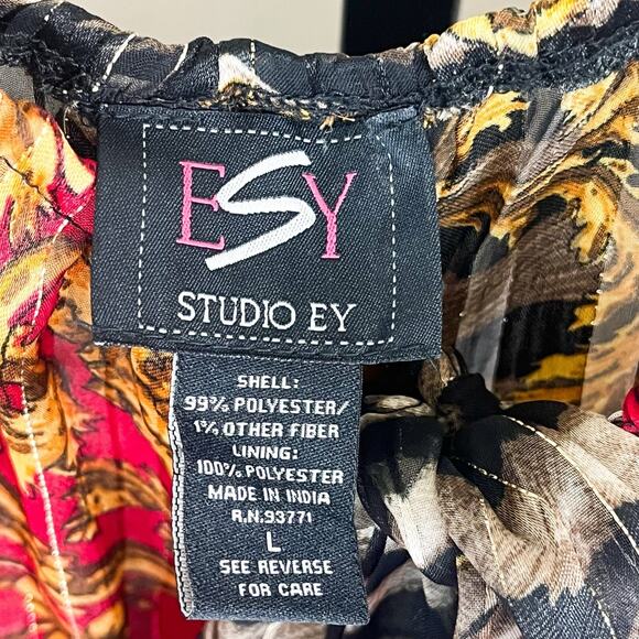 ESY Studio EY Maxi Dress - Red Black Brown Striped Floral, Size L - Picture 4 of 6